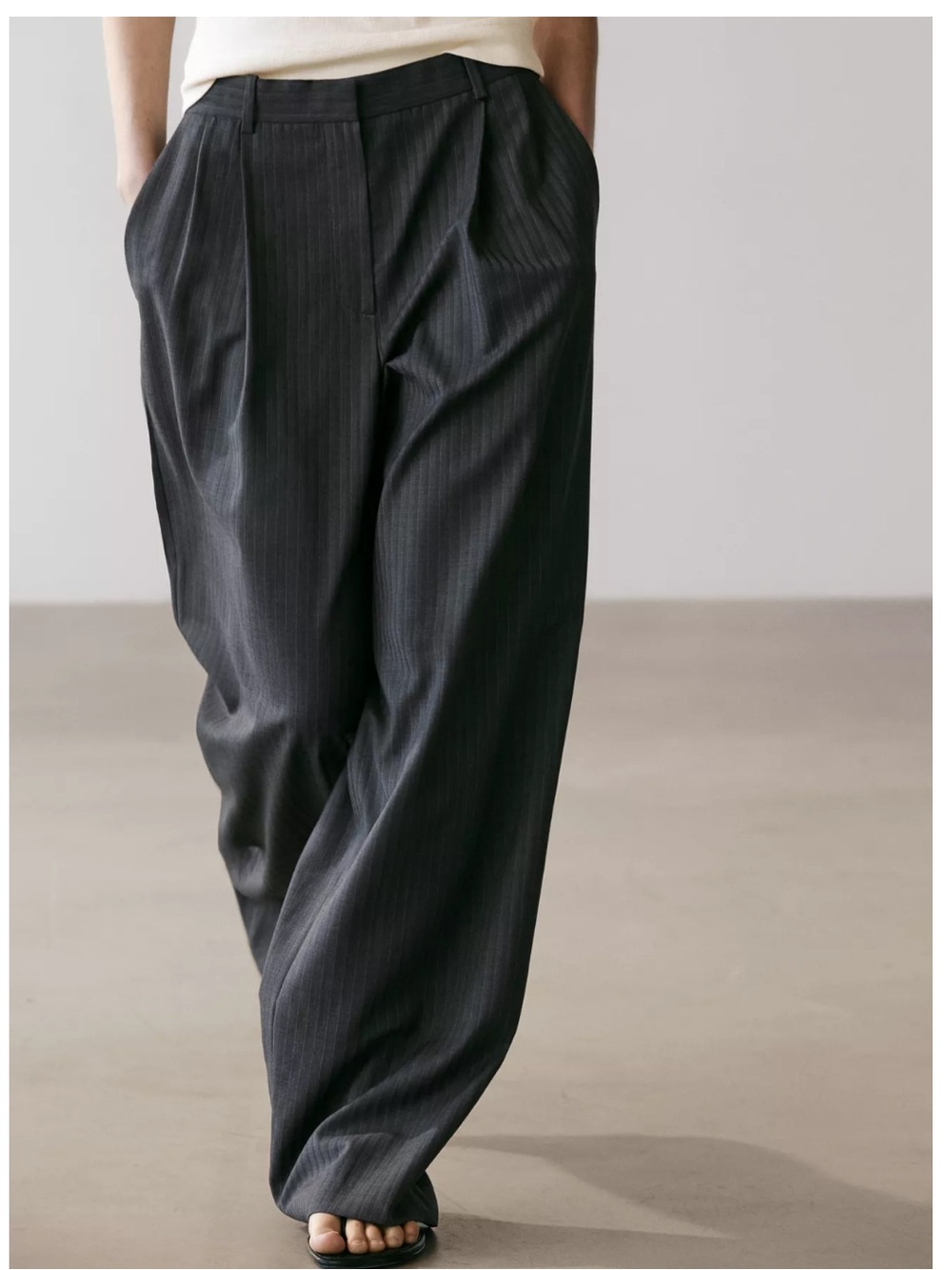 Massimo Dutti NWT PINSTRIPE 100% WOOL SUIT TROUSERS Gray 5014/683